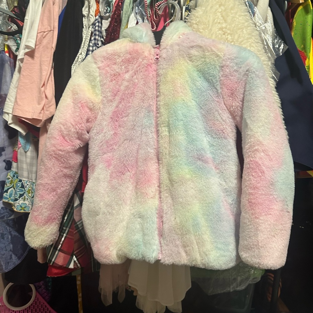 Kids Multicolor Faux Fur Jacket
